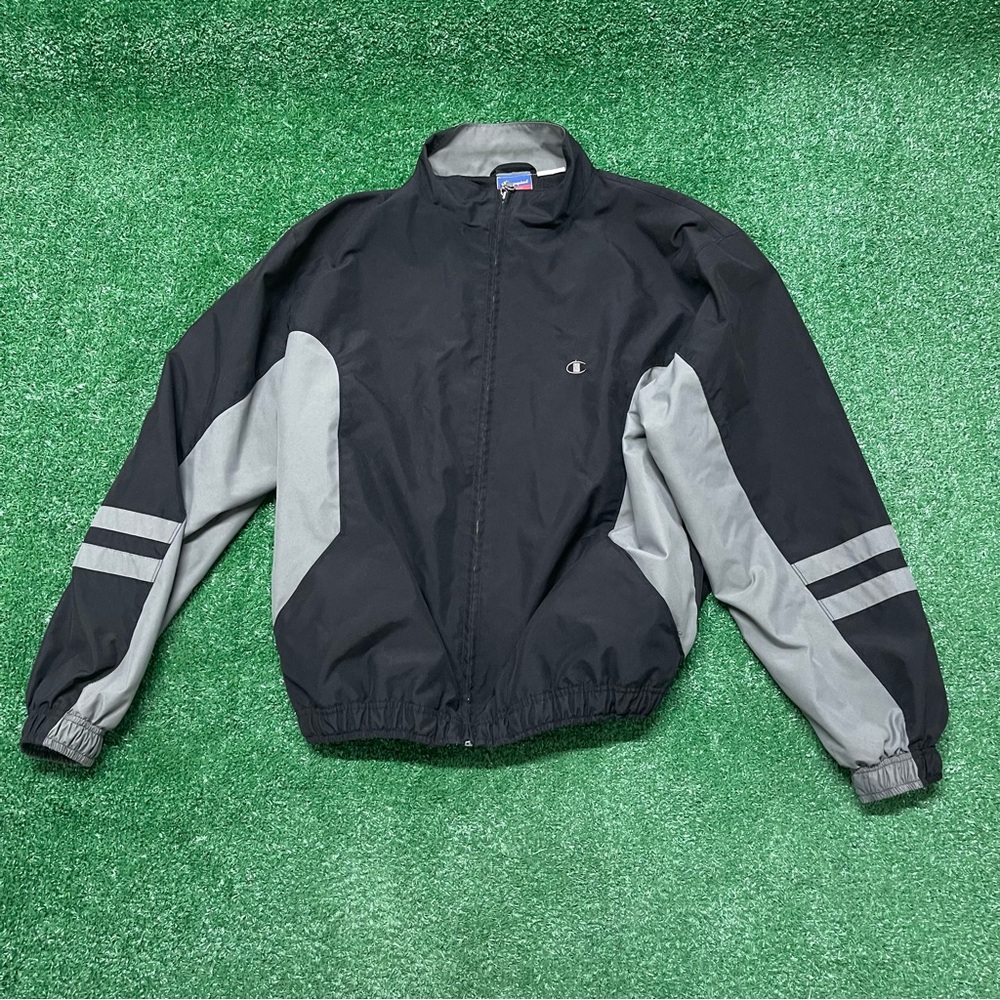 Vintage Champion Black and Gray Men's Jacket
